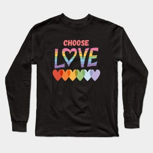 Choose Love LGBT Rainbow Hearts Long Sleeve T-Shirt